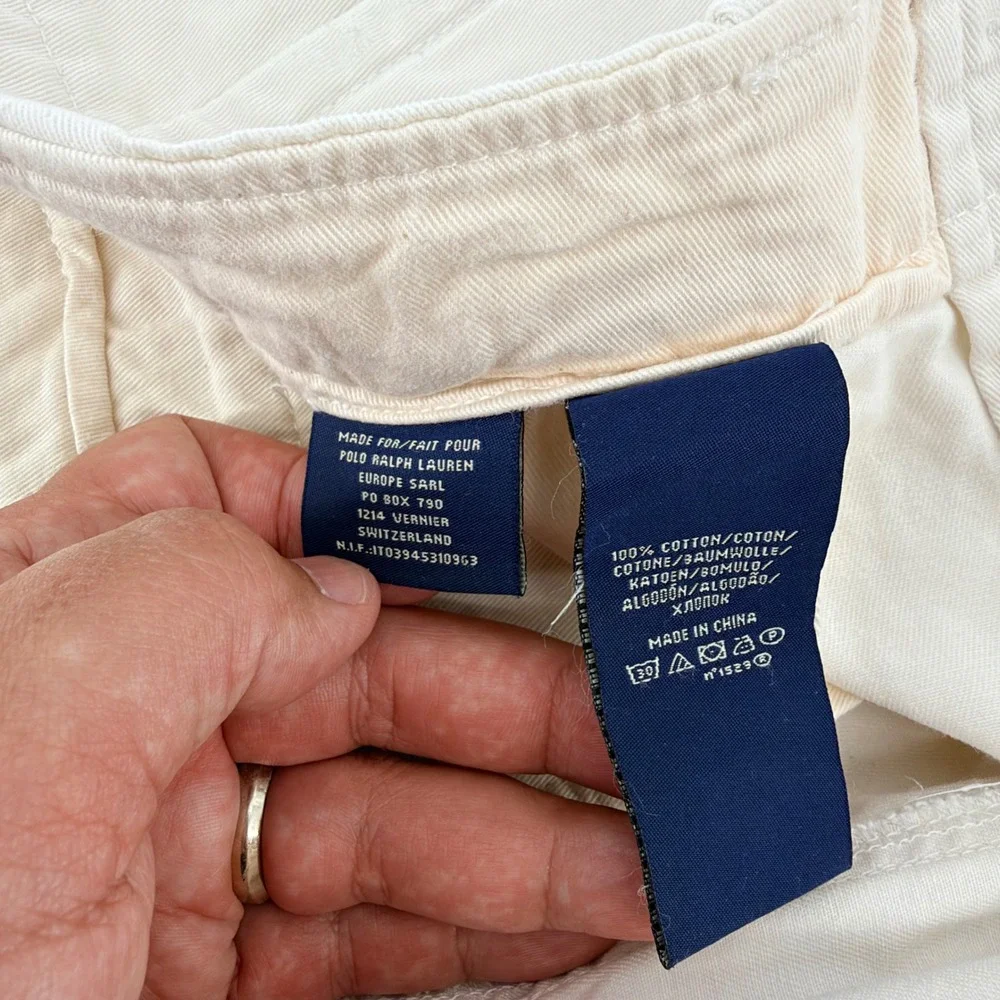 Polo Jeans Co Ralph Lauren Chino Shorts Cotton Twill Cream Off White 36 Mens